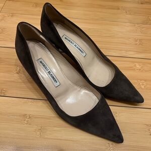 Manolo Blahnik Dark Suede Heels